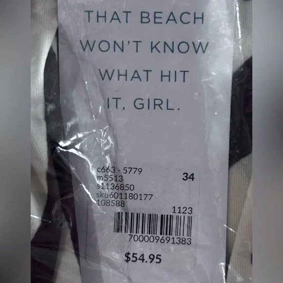 Lane Bryant zebra stripe side slit swim skirt, super plus sizes - Picture 9 of 13